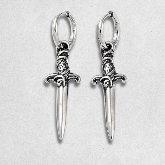 Silver Athame Hoop Earrings