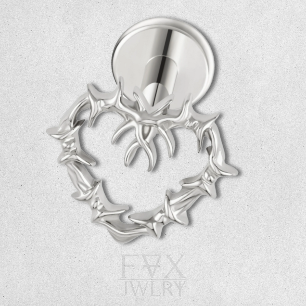 Silver Barbed Wire Heart Piercing Stud