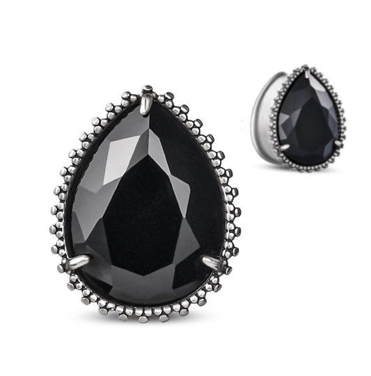 Black Zircon Teardrop Plugs