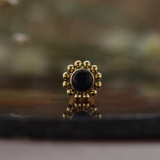 Golden Flower Bead Piercing Stud