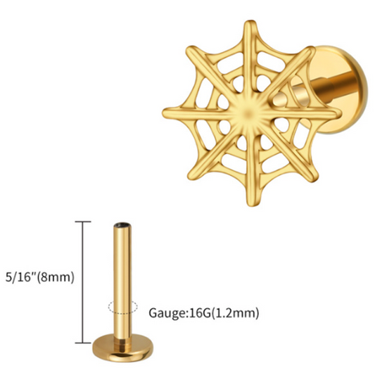 Golden Spider Web Piercing Stud