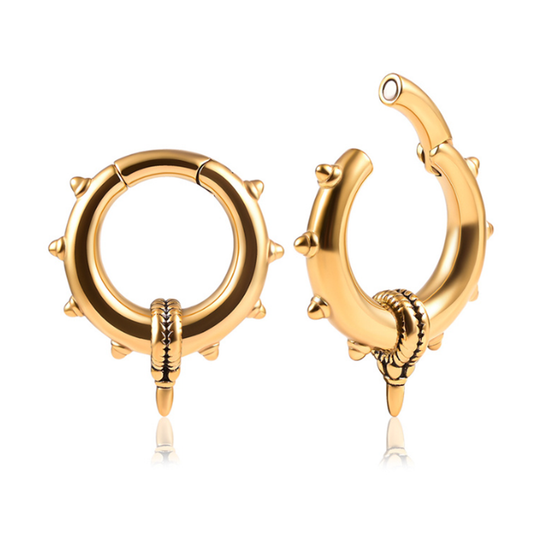 Golden Tribal Spike Hoop Ear Weights
