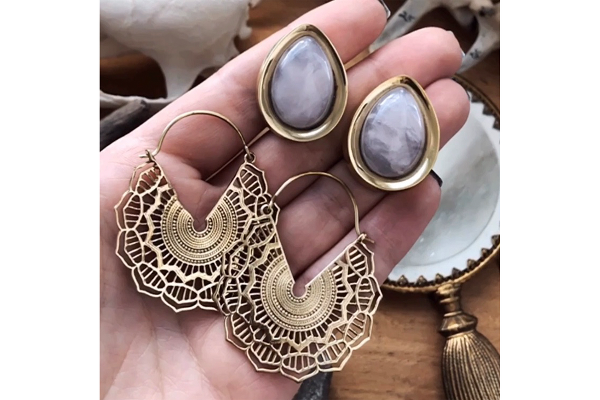 Golden Rose Quartz Teardrop Plugs #TD01 - Fux Jewellery