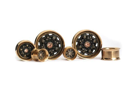 golden brass inlay Tunnel #781 - Fux Jewellery