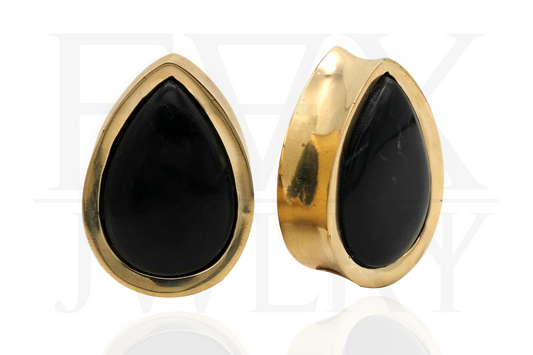 Golden Onyx Teardrop Plugs