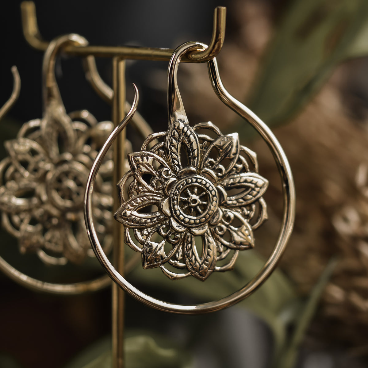 Goldene Mandala Ohrgewichte