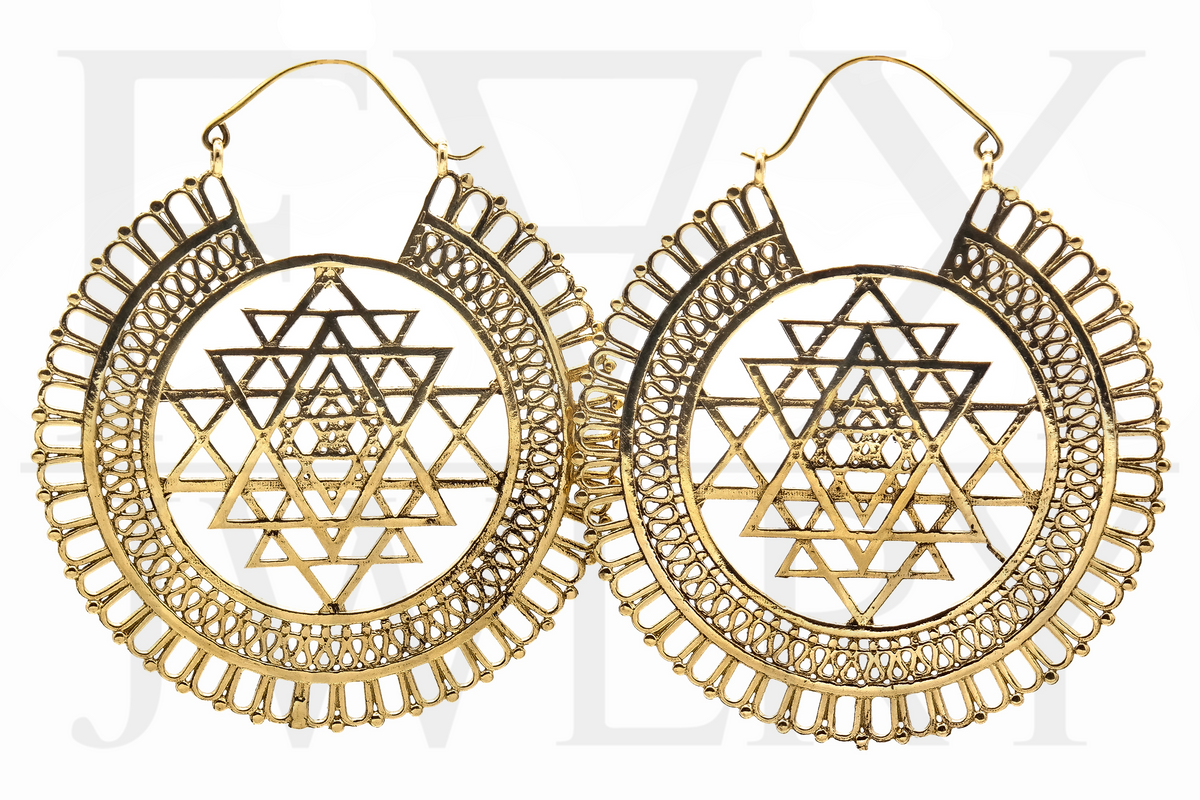 Large Golden Sri Yantra Hoops