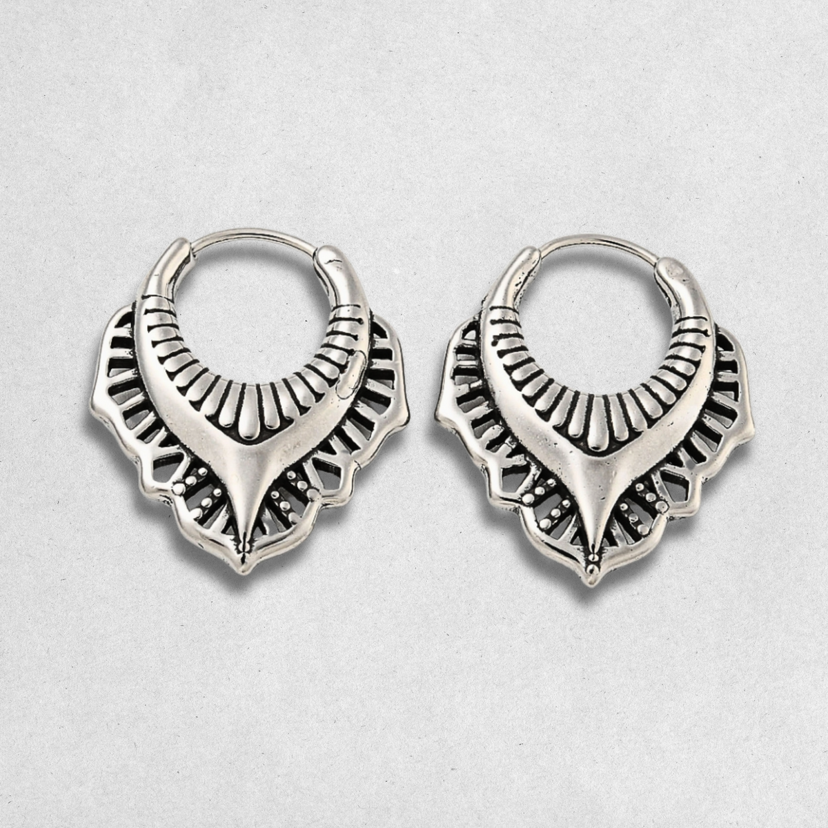 Silver Mandala Huggie Earrings
