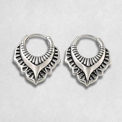 Silver Mandala Huggie Earrings