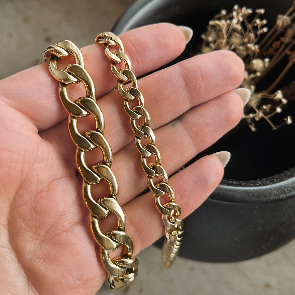 Golden Stainless Steel Chunky Chain Necklace