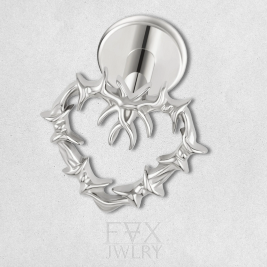 Silver Barbed Wire Heart Piercing Stud