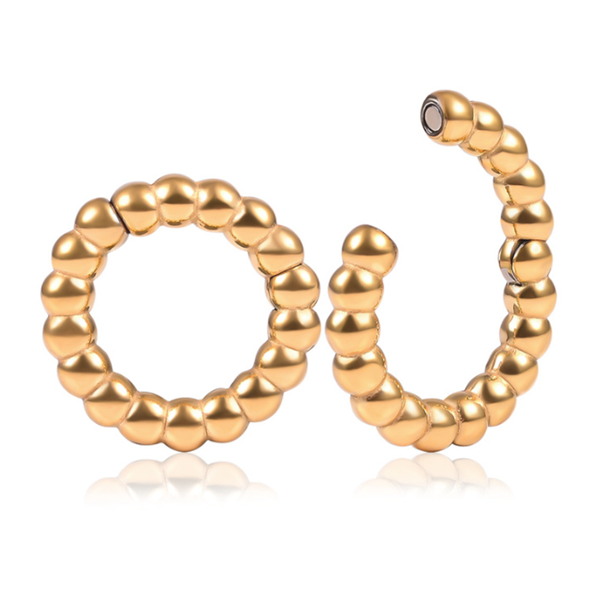 Golden Beaded Hoop Ear Weights