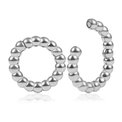 Silver Beaded Hoop Ear Weights