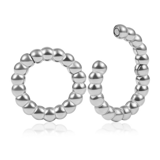 Silver Beaded Hoop Ear Weights