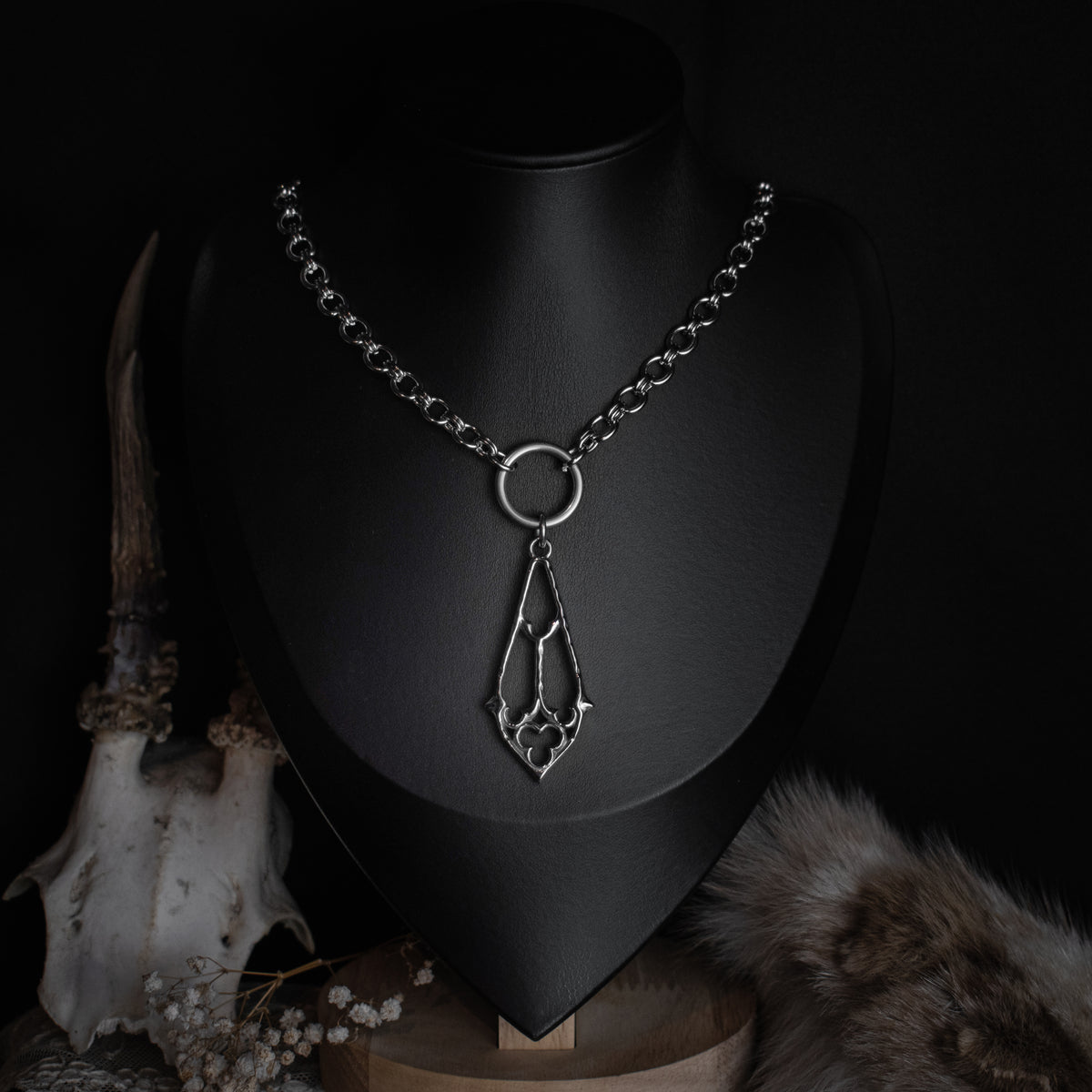 Silver Cathedral Drop Choker