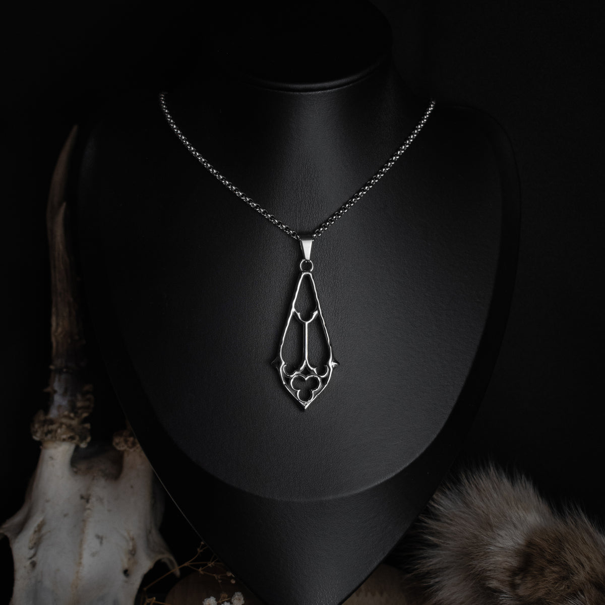 Silver Cathedral Drop Necklace
