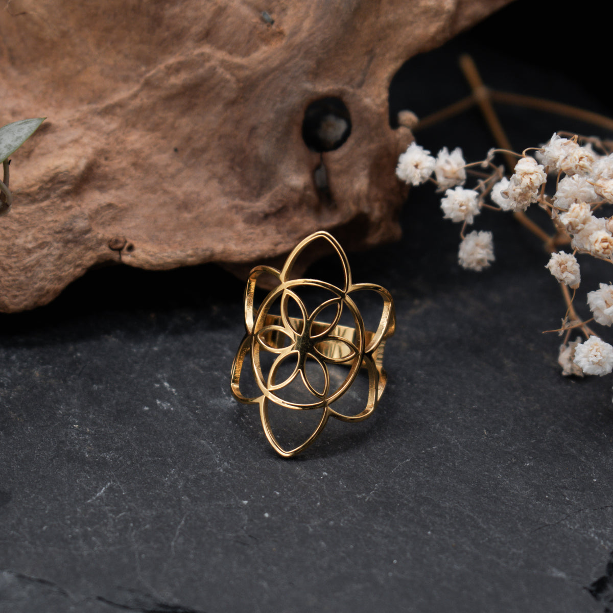 Golden Seed of Life Ring