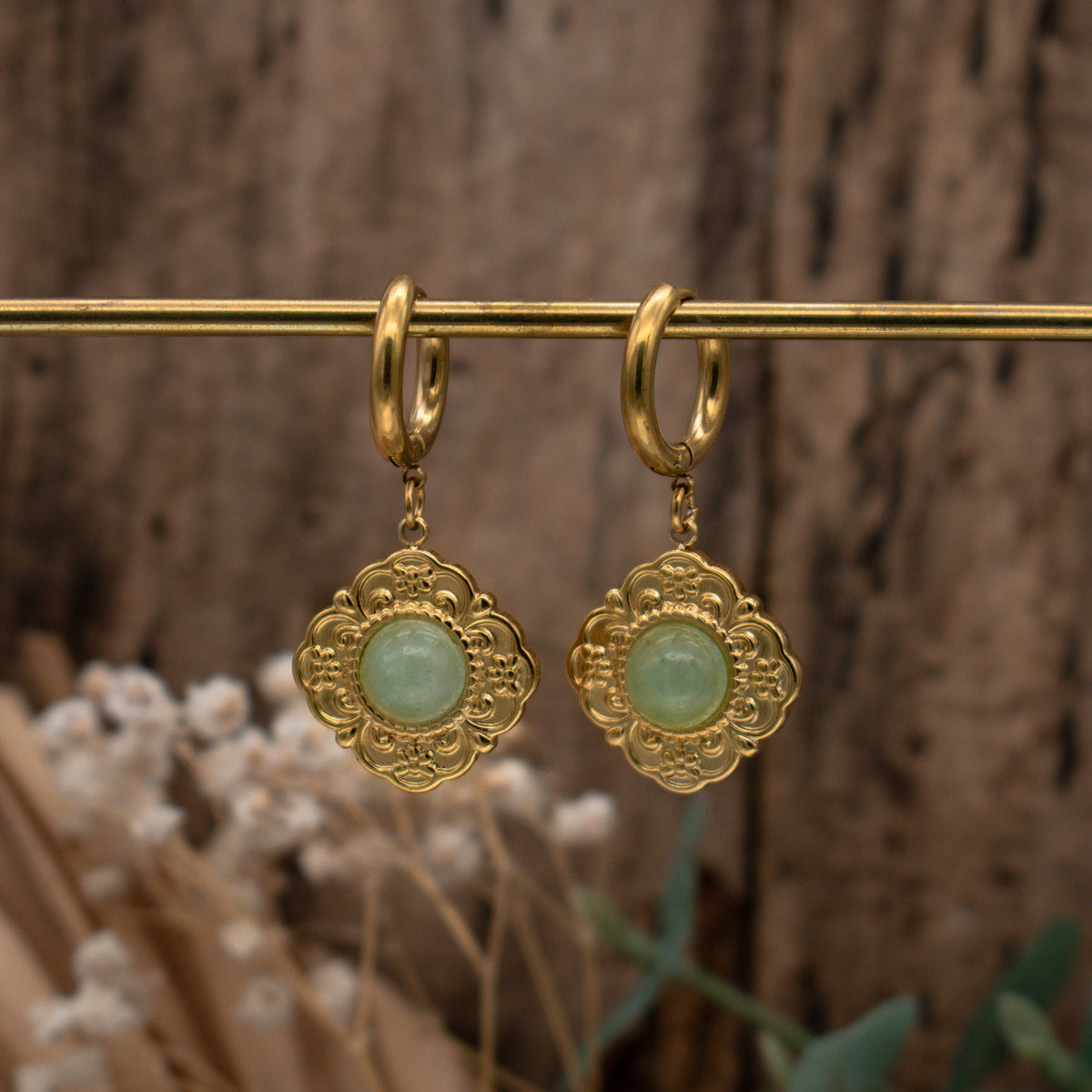 Golden Baroque Floral Earrings