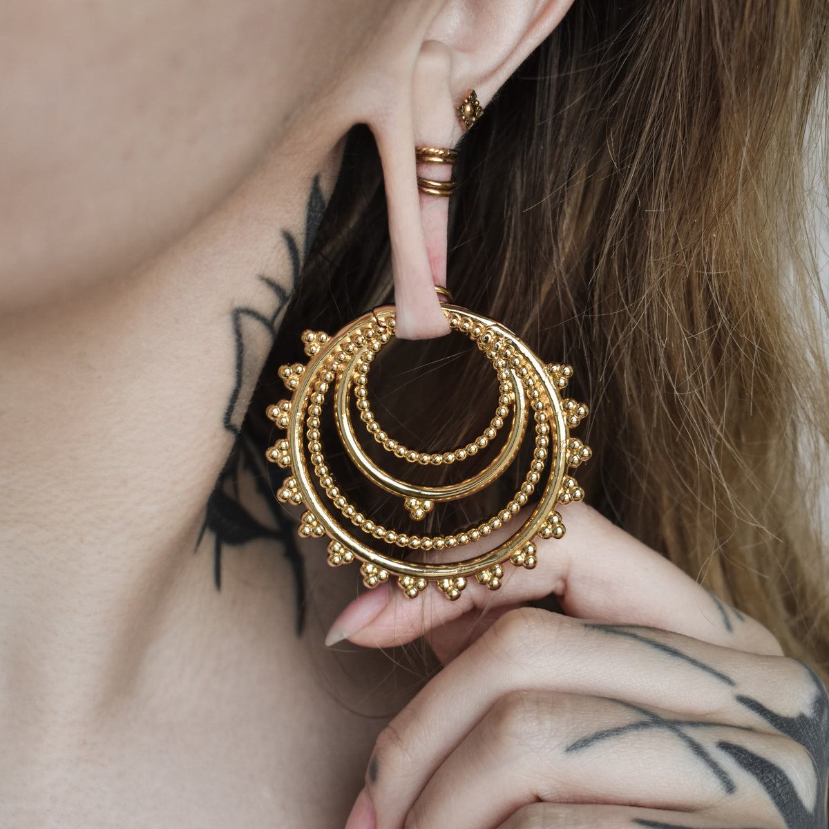 Silver Tribal Hoop Ear Weights