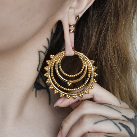 Silver Tribal Hoop Ear Weights
