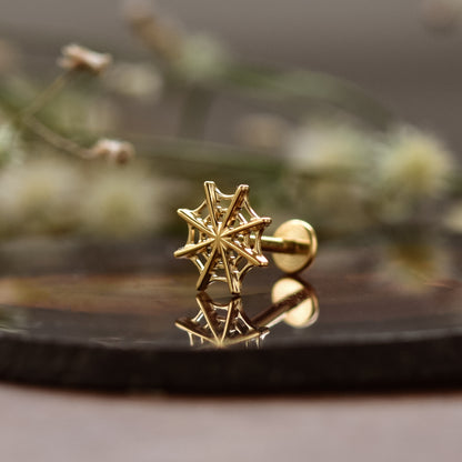 Golden Spider Web Piercing Stud