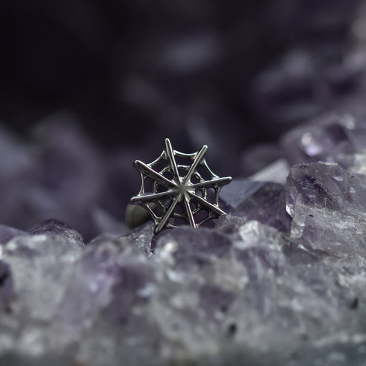 Silver Spider Web Piercing Stud
