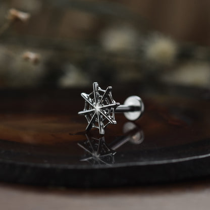 Silver Spider Web Piercing Stud