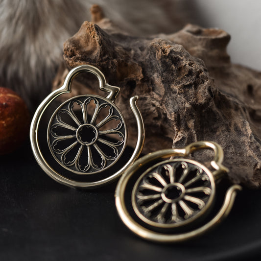 Golden Cathedral Window Ear Weights