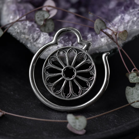 Silver Cathedral Window Ear Weights