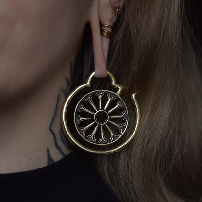 Golden Cathedral Window Ear Weights