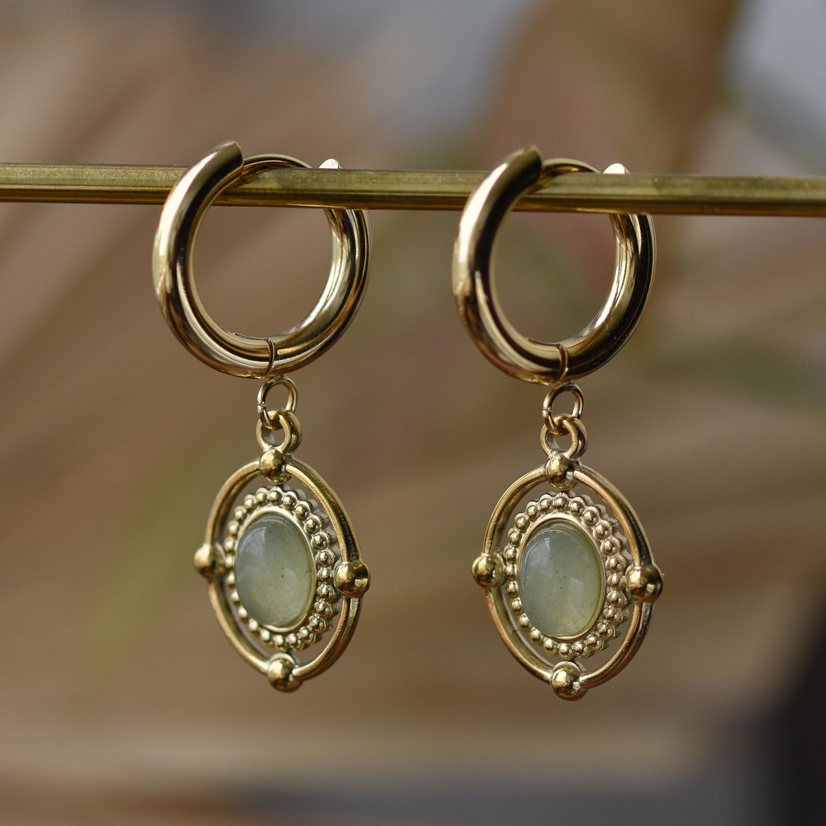 Goldene Aventurin Hoop Ohrringe