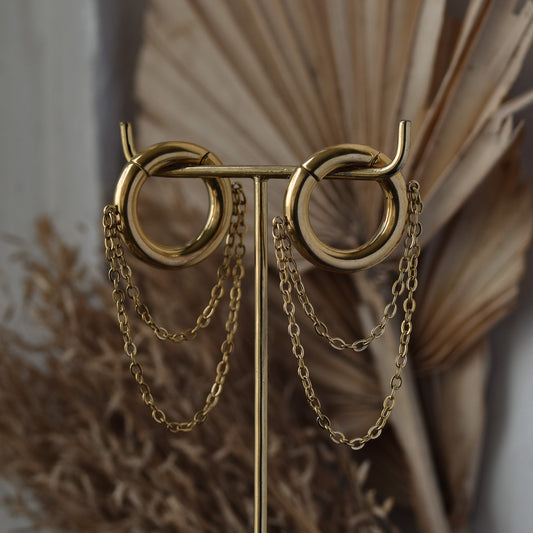 Golden Chain Ring Ear Weights
