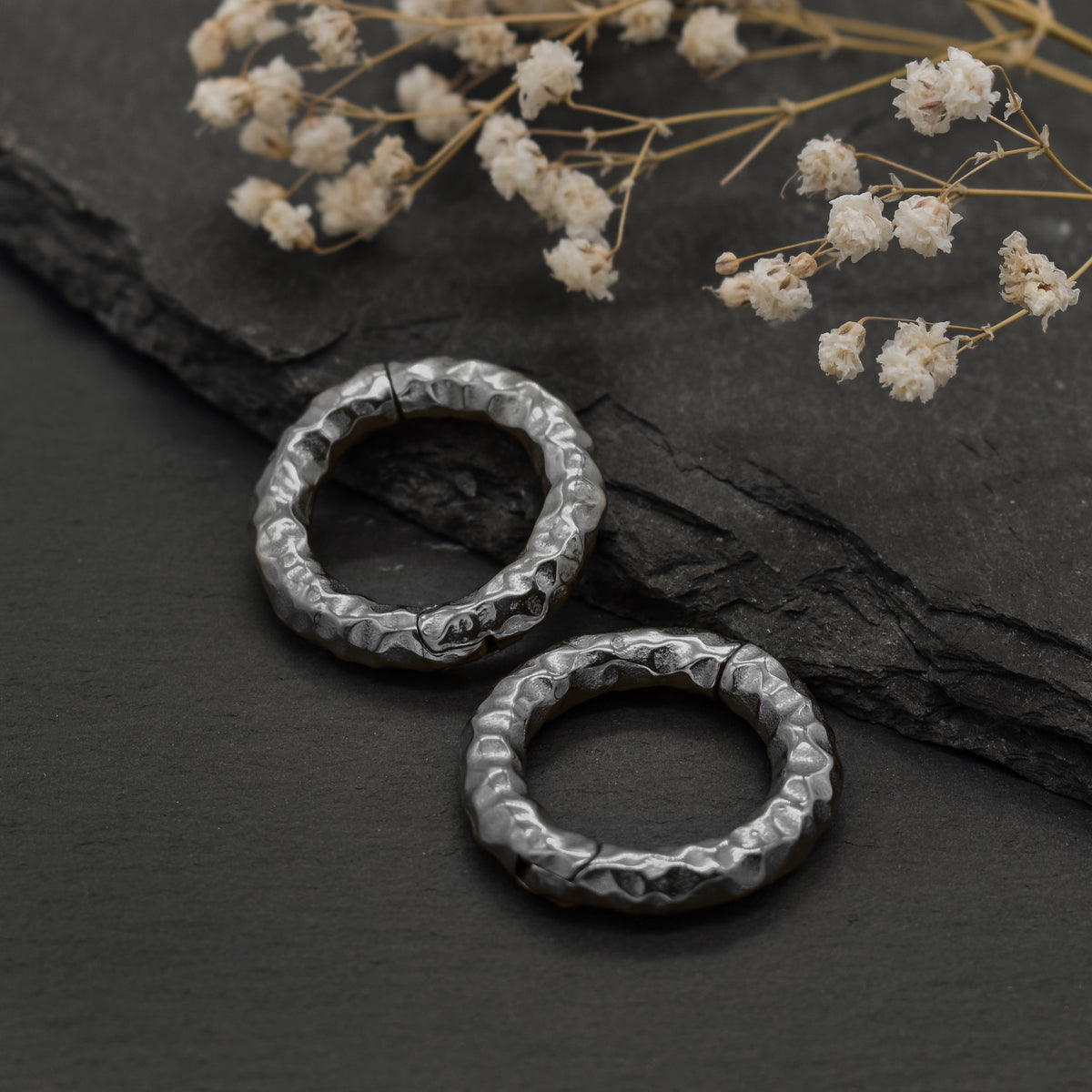 Silberne Gehämmerte Ring Ohrgewichte