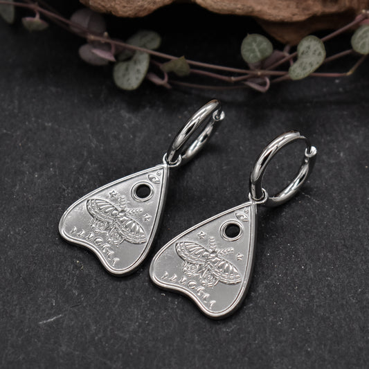 Silver Planchette Huggie Earrings