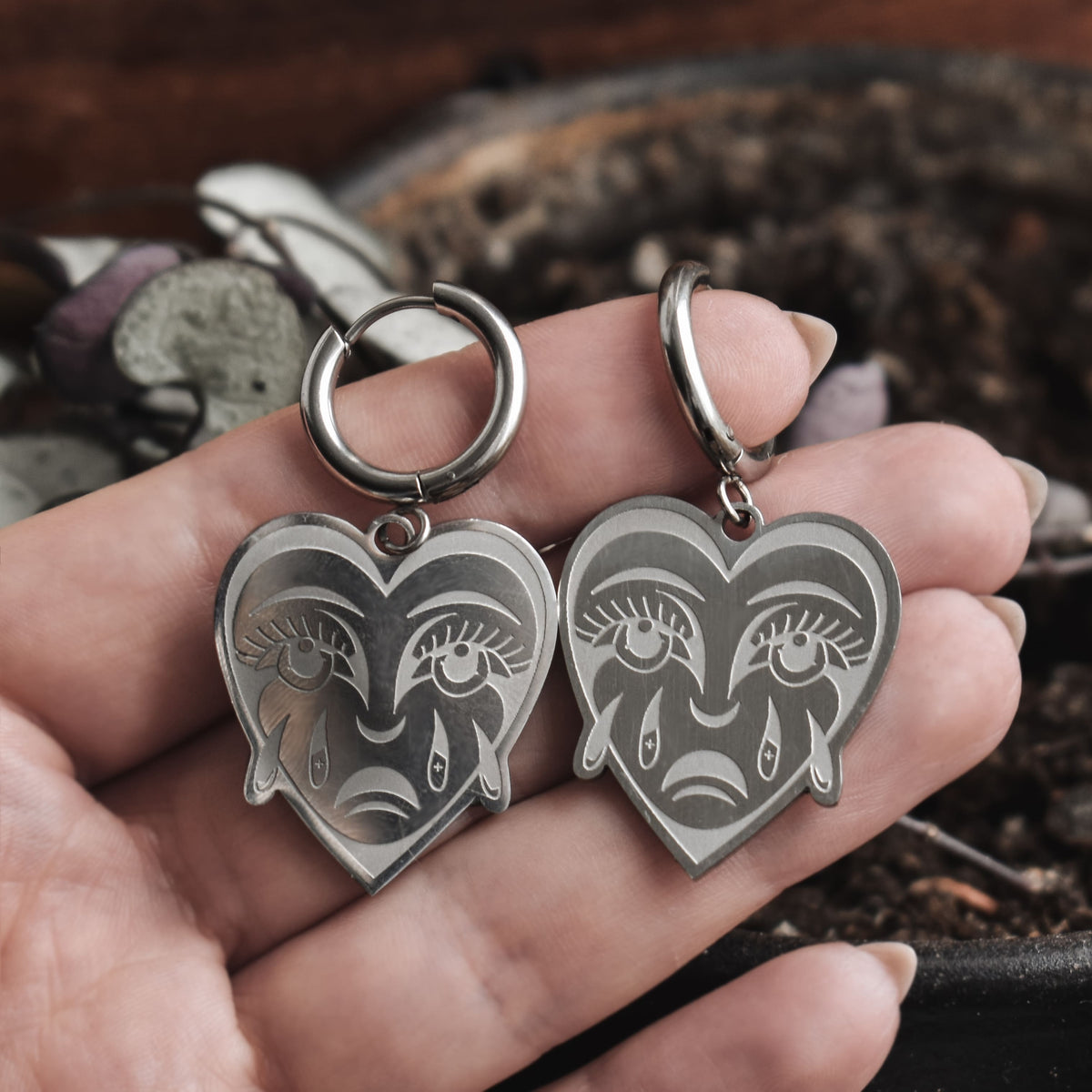 Crying Heart Ohrringe - Silber
