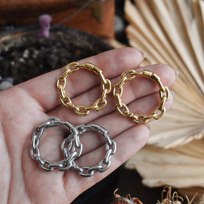 Silver Cable Chain Hoop Ear Weights