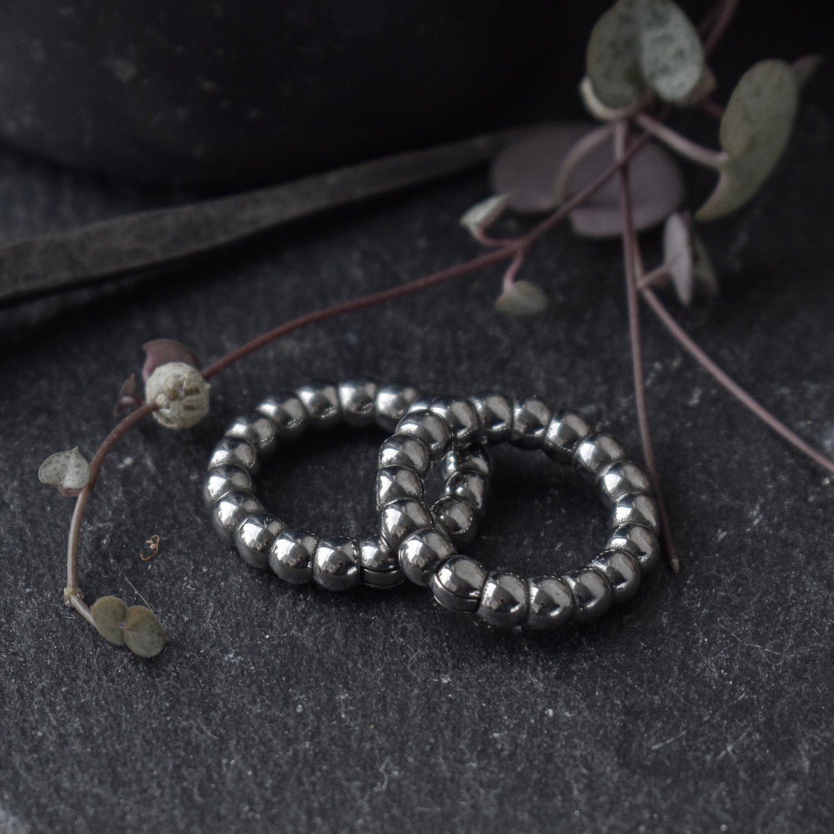 Silver Beaded Hoop Ear Weights