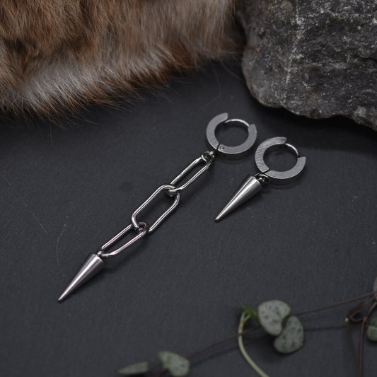 Silver Spike Huggie Earrings • Mix