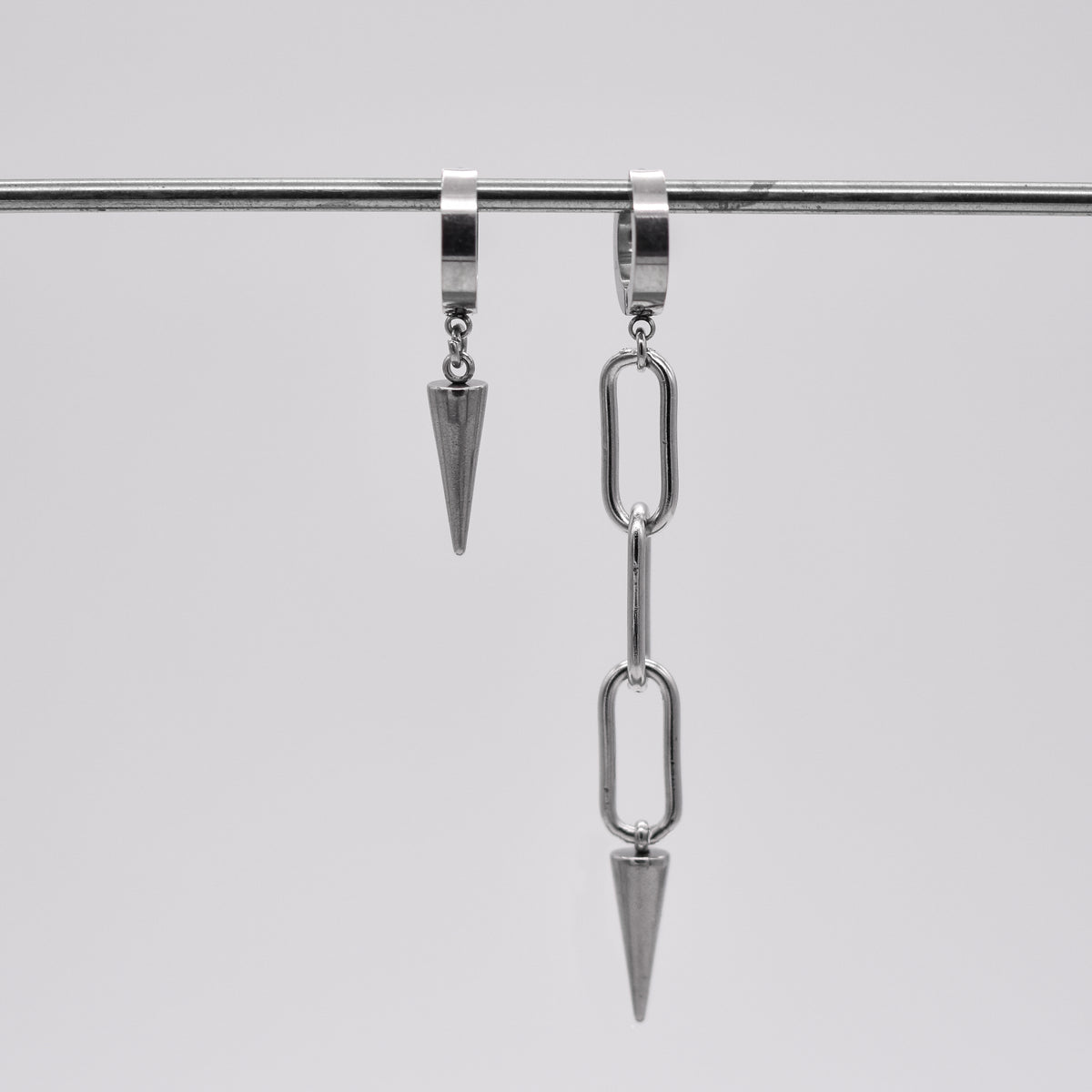 Silver Spike Huggie Earrings • Mix