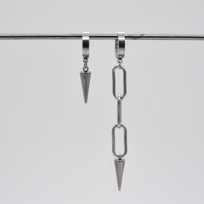 Silver Spike Huggie Earrings • Mix