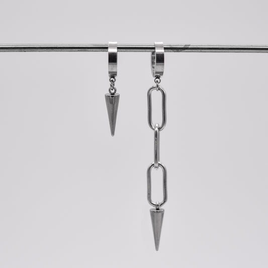 Silver Spike Huggie Earrings • Mix