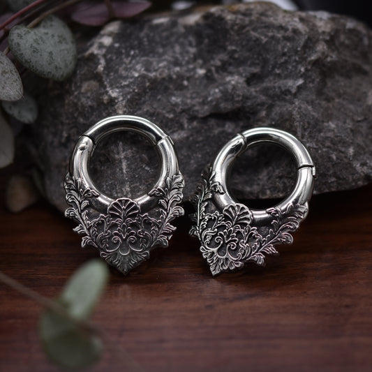 Silver Baroque Clicker Ear Weights