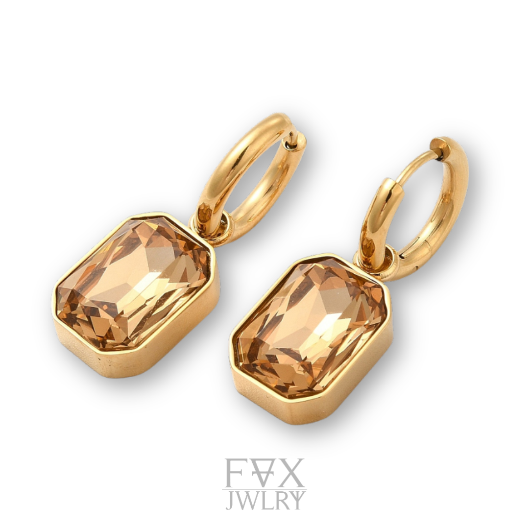 Golden Cognac Crystal Earrings