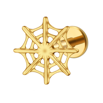 Golden Spider Web Piercing Stud