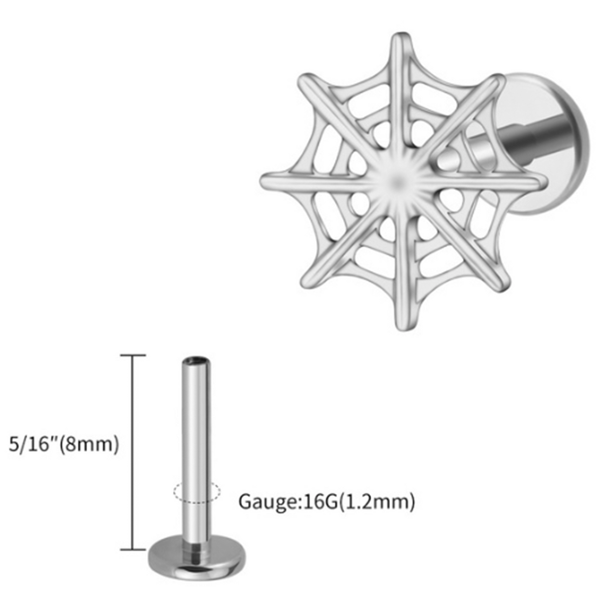 Silver Spider Web Piercing Stud