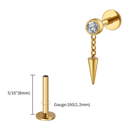Goldener Zirkon Stachel Piercing Stecker