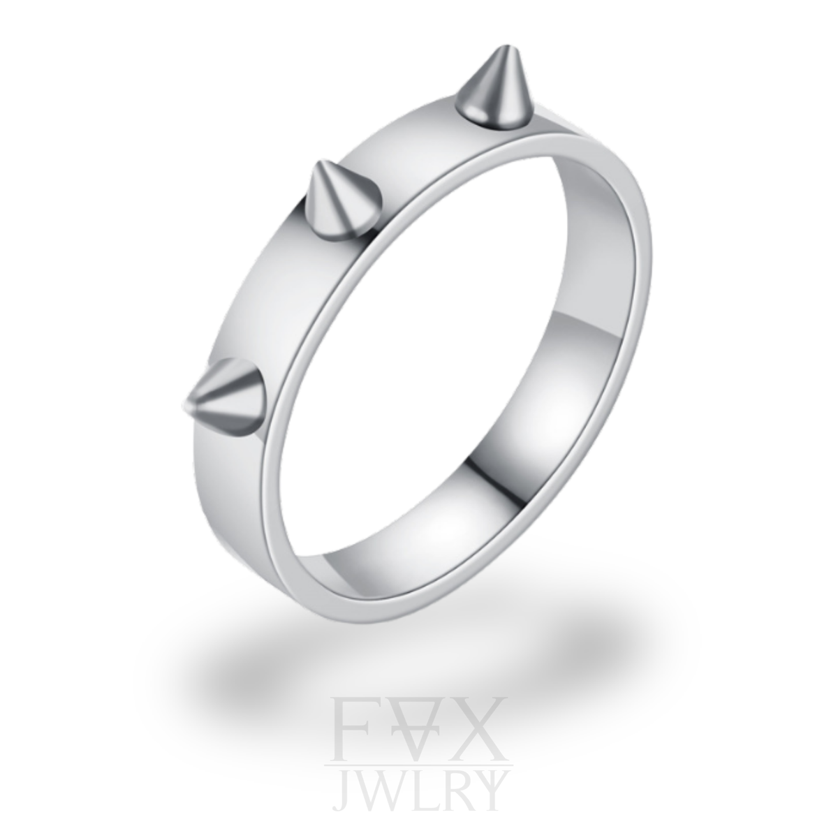 Silver Steel Spike Ring