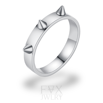Silver Steel Spike Ring