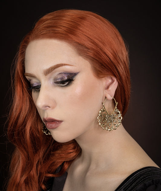 Golden Gothic Floral Earrings