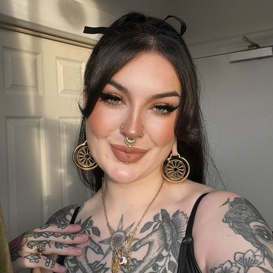 Golden Cathedral Window Ear Weights